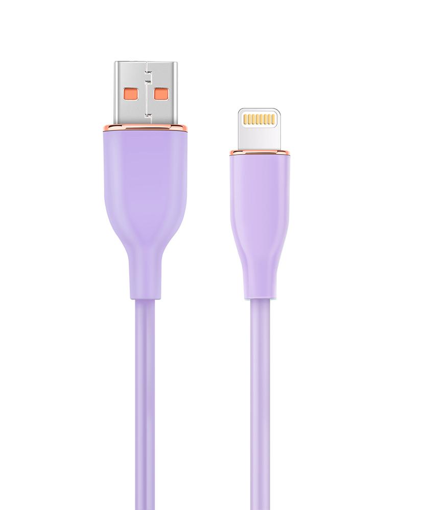 Câble de charge et de données Premium en silicone 8 broches, 1,5 m, Violet