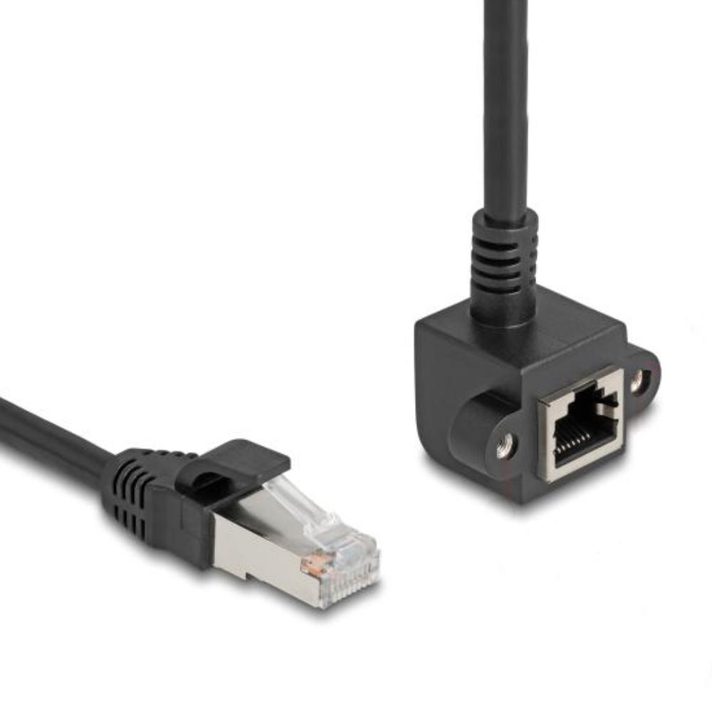 Câble d'extension réseau Delock RJ45 mâle vers RJ45 femelle 90 coudé
