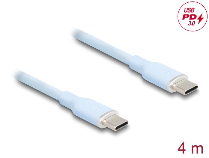 Câble Delock USB 2.0 USB Type-C™ mâle-mâle PD 3.0 60 W 4 m bleu
