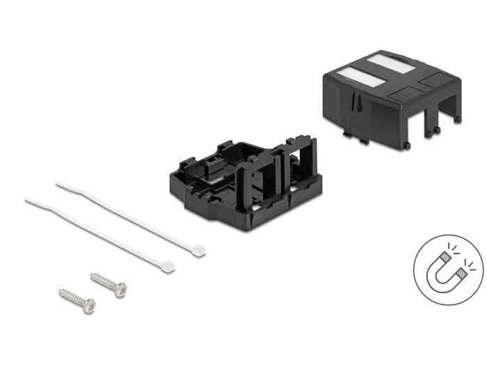 Delock Keystone legehuis 2-poorts met magnetische onderzijde, zwart