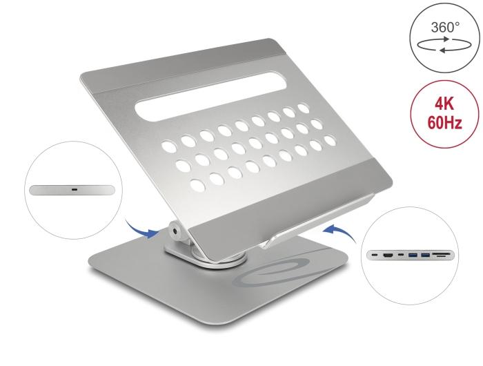 Delock Support tablette et ordinateur portable avec station d'accueil intégrée 4K - HD
