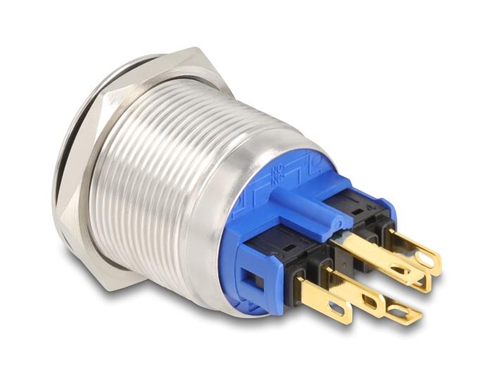 Delock Bouton-poussoir encastrable 22 mm 6 x connexion à souder LED blanc Powersym