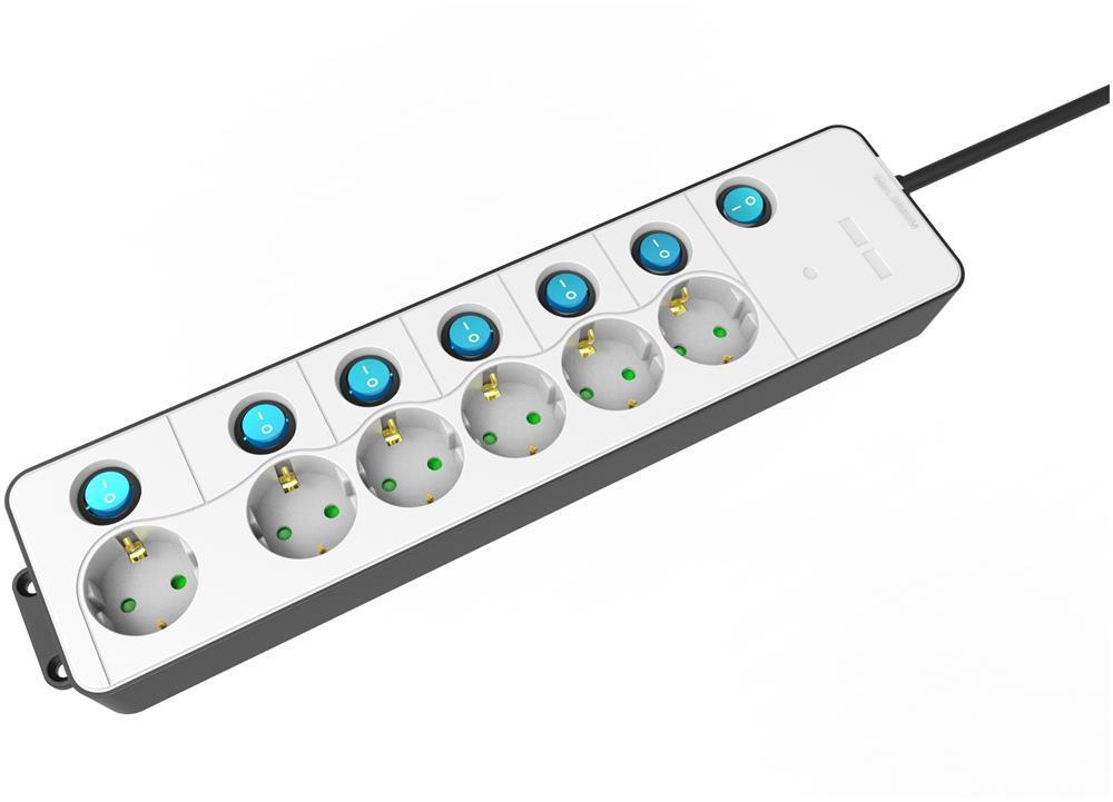 Entac Stekkerdoos 6 stopcontacten met aparte schakelaars 1,5m 3G1,5 - Entac