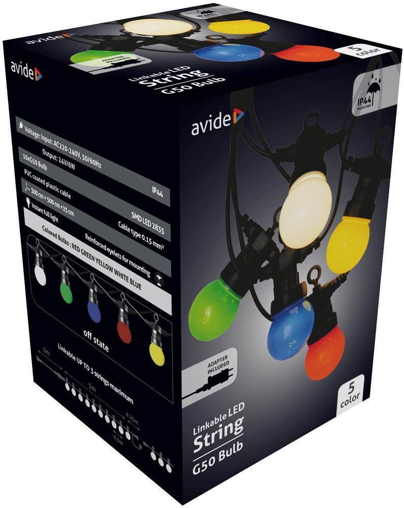 Avide Outdoor String 5m linkbar (Rouge/Vert/Bleu/Jaune/Blanc) - Avide