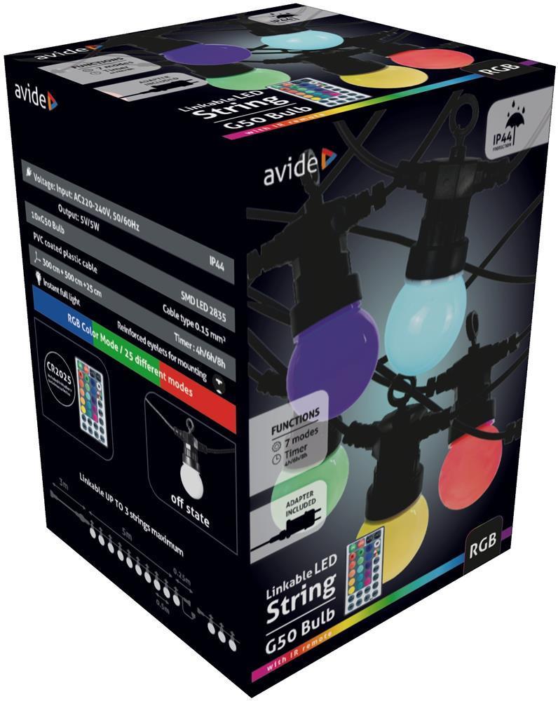 Avide Outdoor String 5m RGB Connectable avec Télécommande - Avide