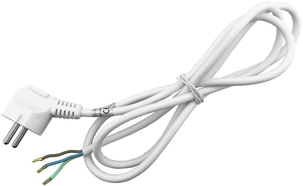 Entac Rewireable Cord 3G1.0 1,5m avec fiche mâle mise à la terre Blanc - Entac