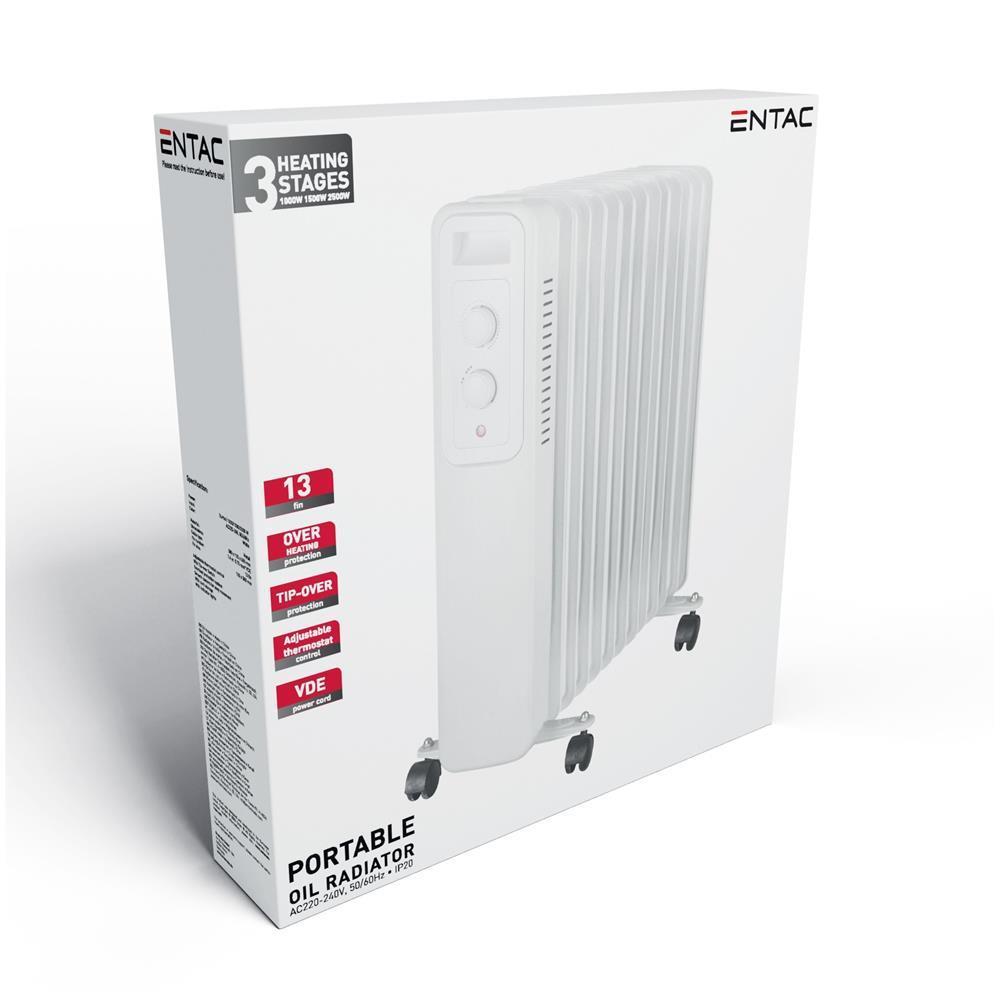Entac Radiateur à bain d'huile 13 nervures 2500W Blanc - Entac
