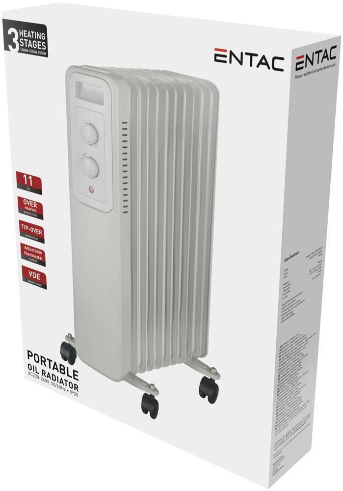 Entac Radiateur à huile 11 nervures 2500W Blanc - Entac