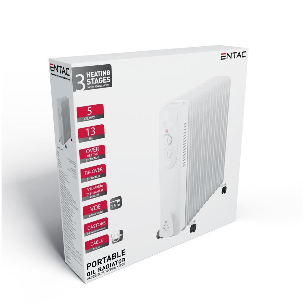 Entac Radiateur à huile 13 nervures 2500W - Entac