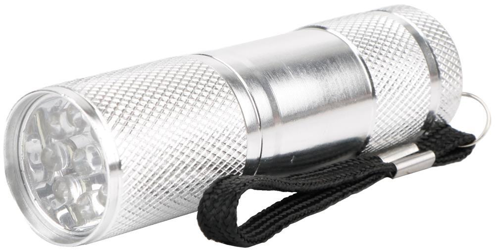 Entac zaklamp 1W 9LED ALU Zilver 3xAAA exclusief batterijen - Entac