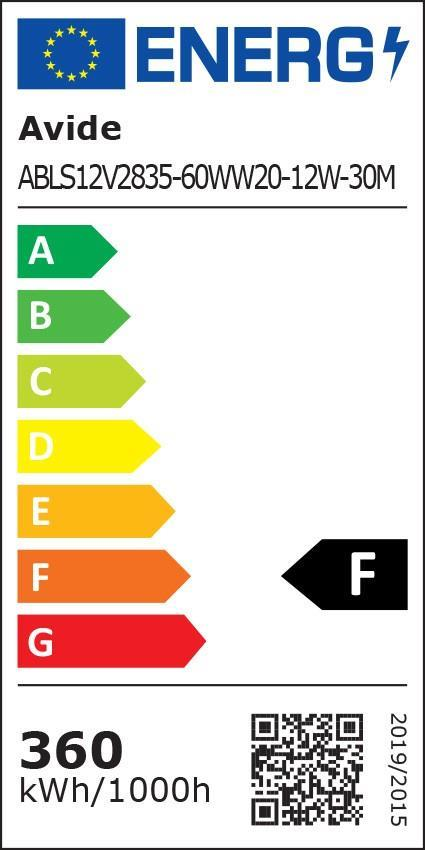 Avide LED Strip 12V 12W 3000K IP20 30m - Avide
