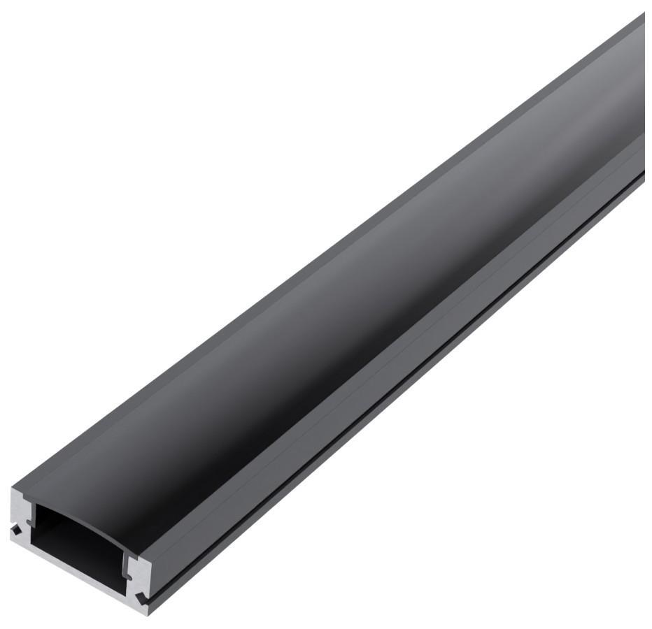Avide Alu Profile U 17.4x7mm Normal Black met zwarte afdekking 1m - Avide