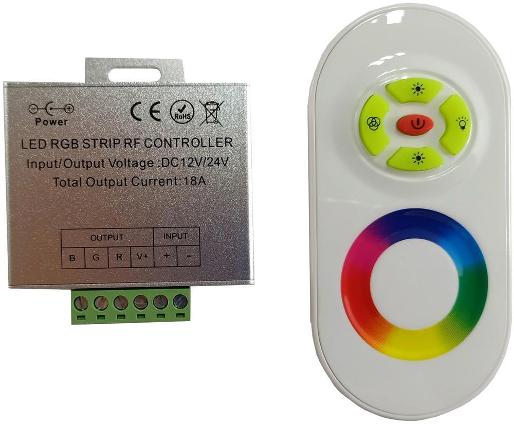 Avide LED Strip 12-24V 216W RGB 5 Keys RF Touch Afstandsbediening en Controller - Avide