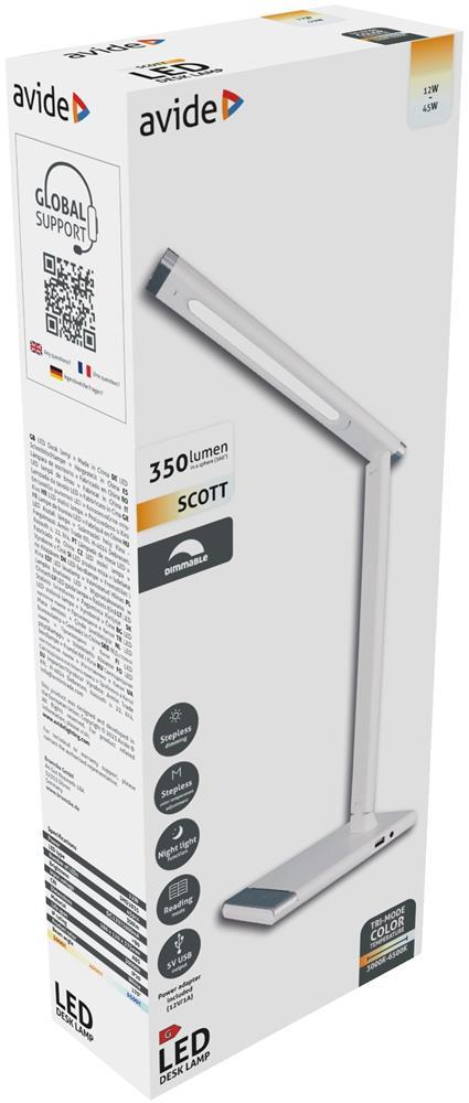 Avide LED Bureaulamp Scott White 12W - Avide