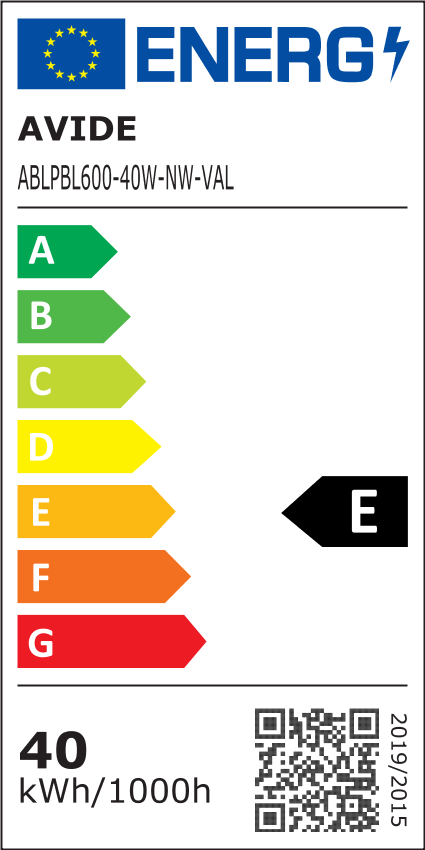 Panneau LED Avide 600x600mm 40W NW 4000K 120lm/W Value Range Backlit - Avide