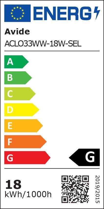 Avide LED Plafonnier Oyster Selene 18W 330*68mm WW 3000K - Avide