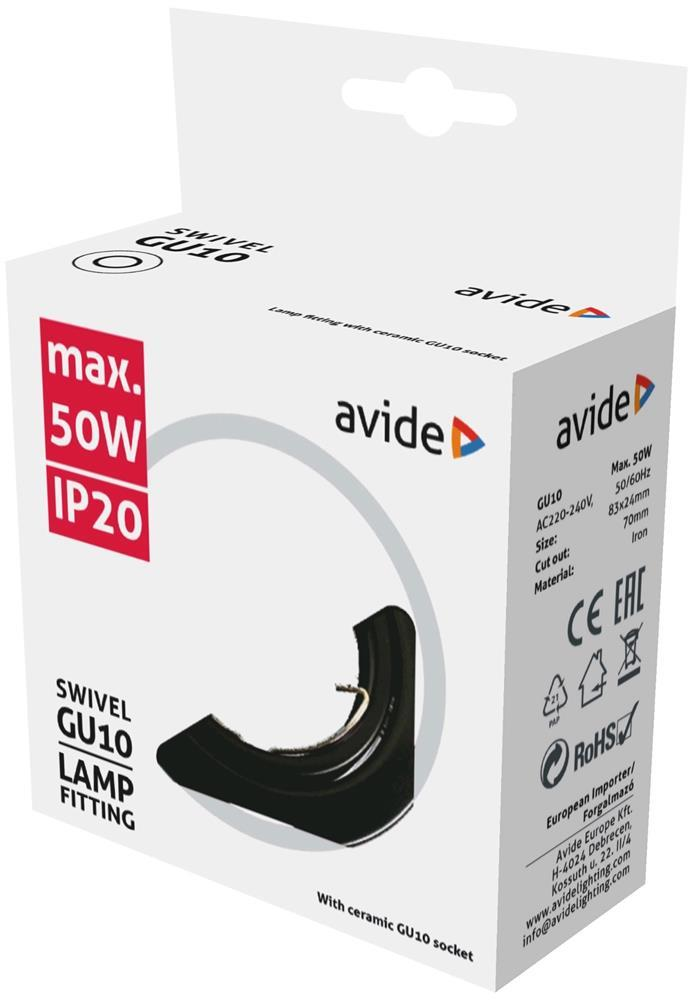 Avide GU10 Frame Cone Swivel Noir - Avide