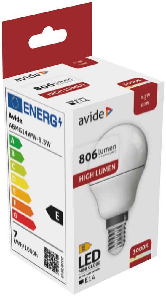 Avide LED Globe Mini G45 6.5W E14 WW 3000K - Avide