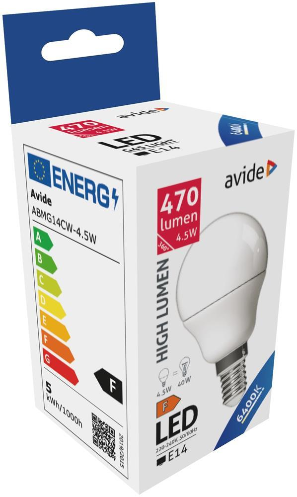 Avide LED Globe Mini G45 4.5W E14 CW 6400K - Avide