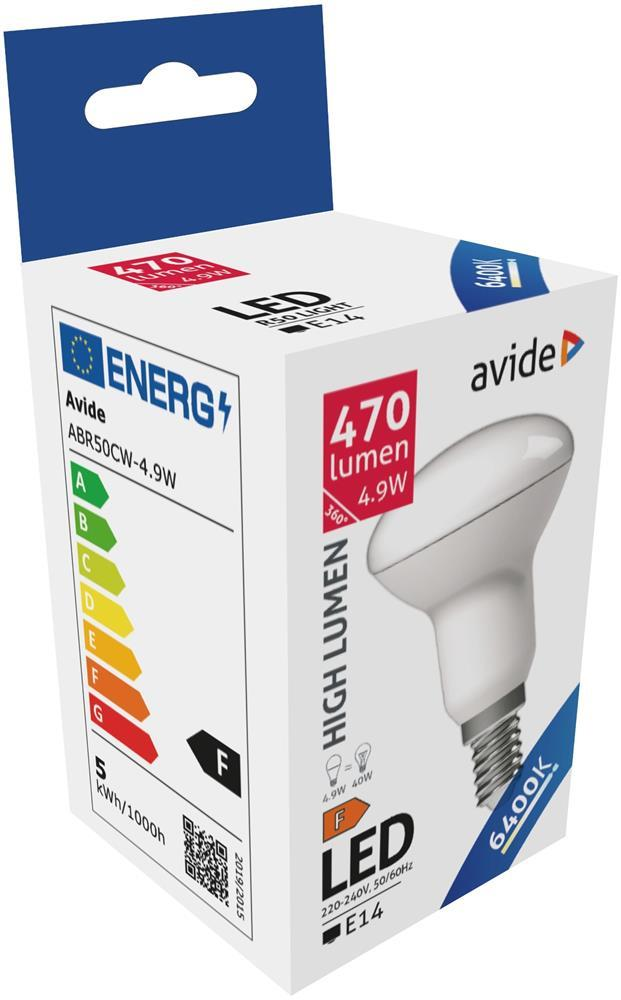 Avide LED R50 4,9W E14 CW 6400K - Avide