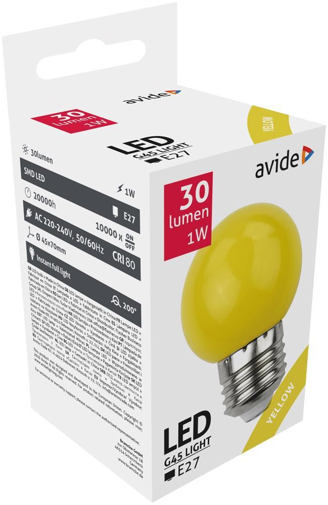 Avide Decor LED-Lampen G45 1W E27 Geel - Avide