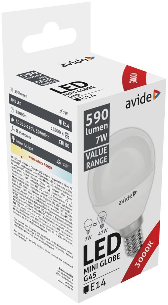 Avide Value LED Mini Globe E14 7W WW 3000K - Avide