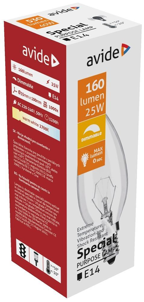 Avide Special Hittebestendige Lamp C35 25W E14 WW - Avide