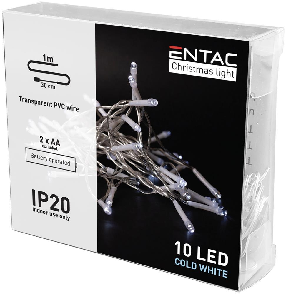 Entac Christmas Indoor 10 LED Light CW 1,3m (2AA exclues) - Entac