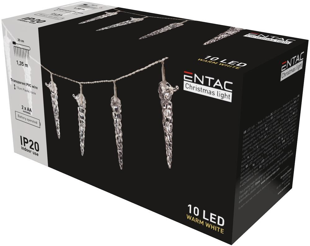 Entac Christmas Indoor Plastic Icicle 11cm 10LED 1,65m (2AA exclues) - Entac