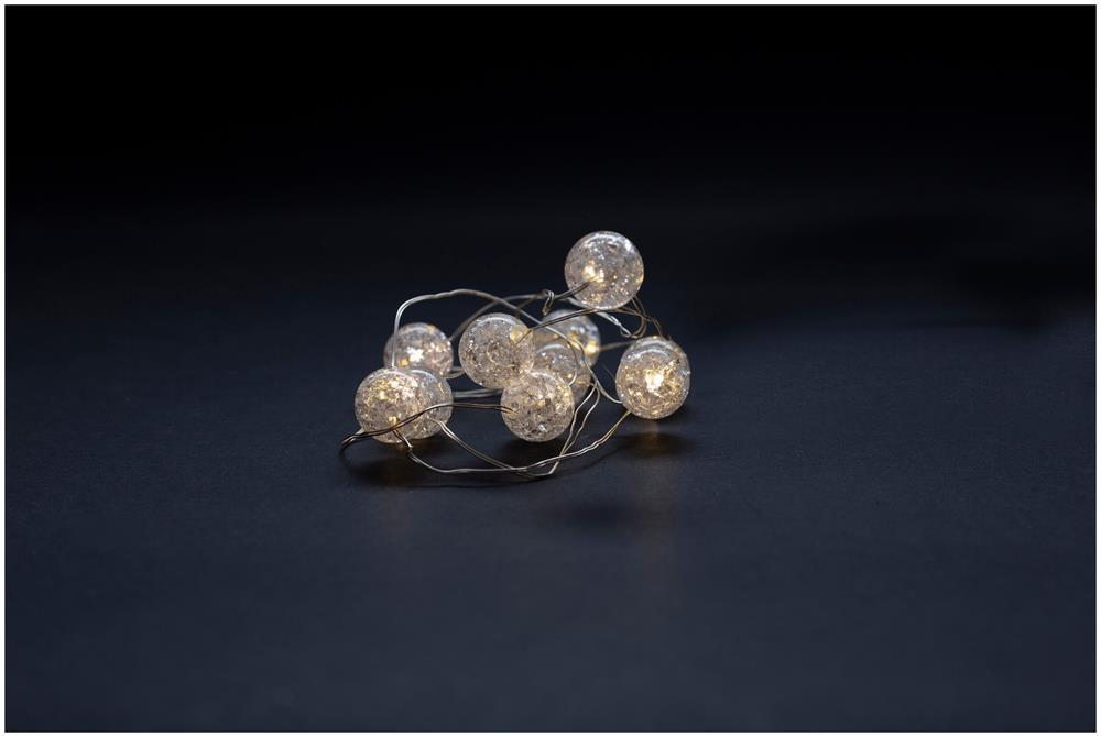 Entac Christmas Indoor Cracking Plastic Ball Light 10LED WW 1,3m (2AA exclues) - Entac