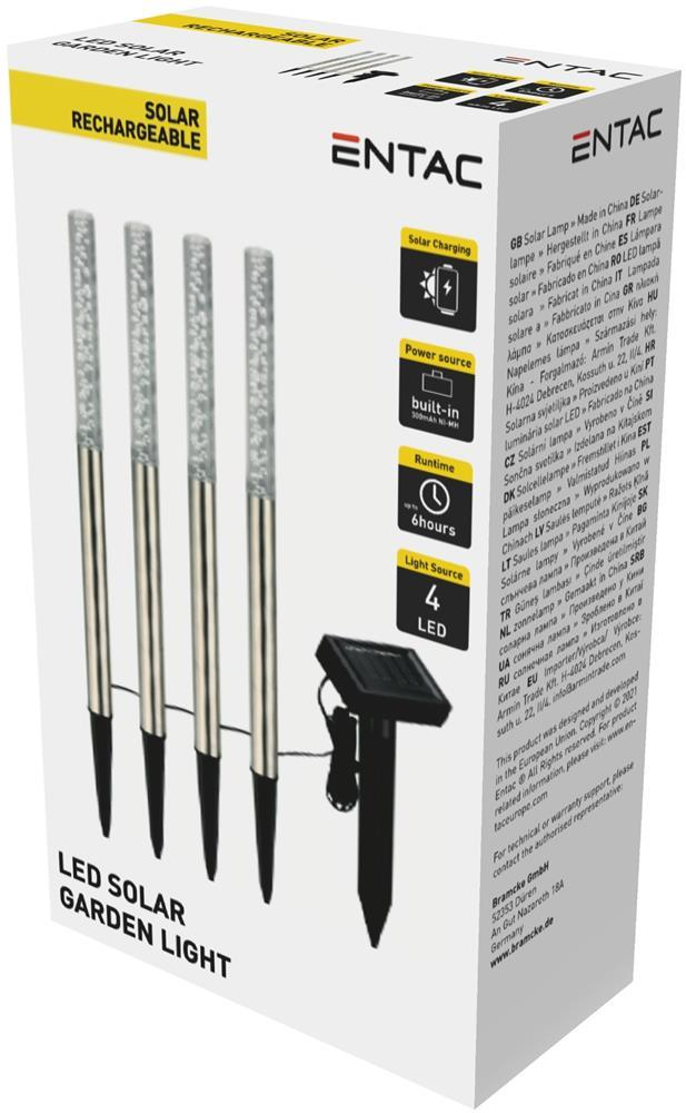 Entac Garden Solar Lamp 47cm Acier Inox 4 LED - Entac