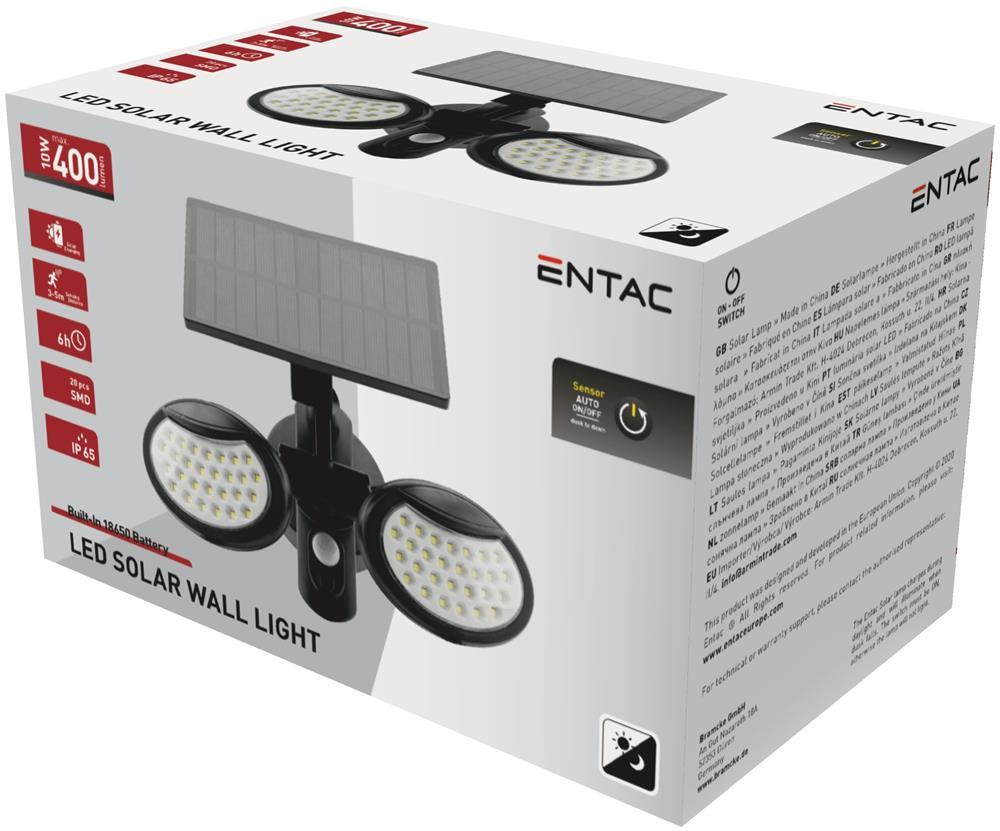 Entac Solar Plastic Applique murale 10W SMD 2 têtes avec PIR - Entac