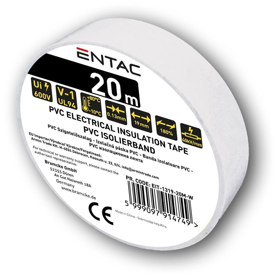 Entac Isolatietape 0,13x19mm Wit 20m - Entac