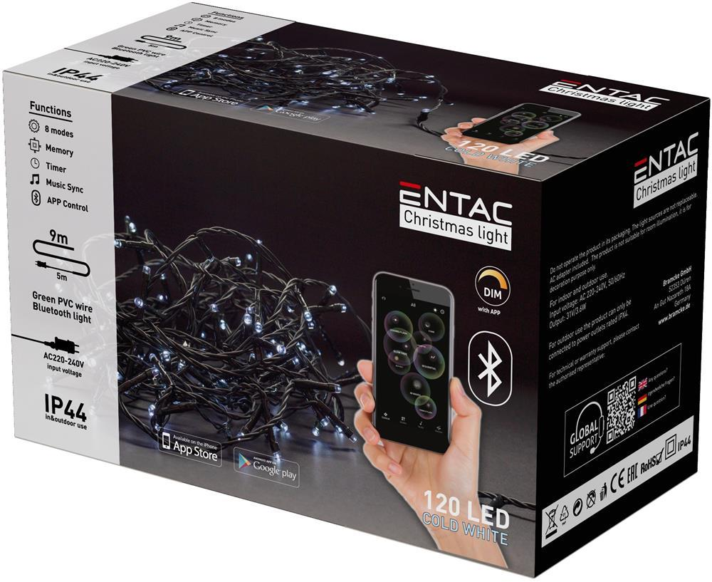Entac Christmas IP44 Light 120 LED CW 9m met BT APP - Entac