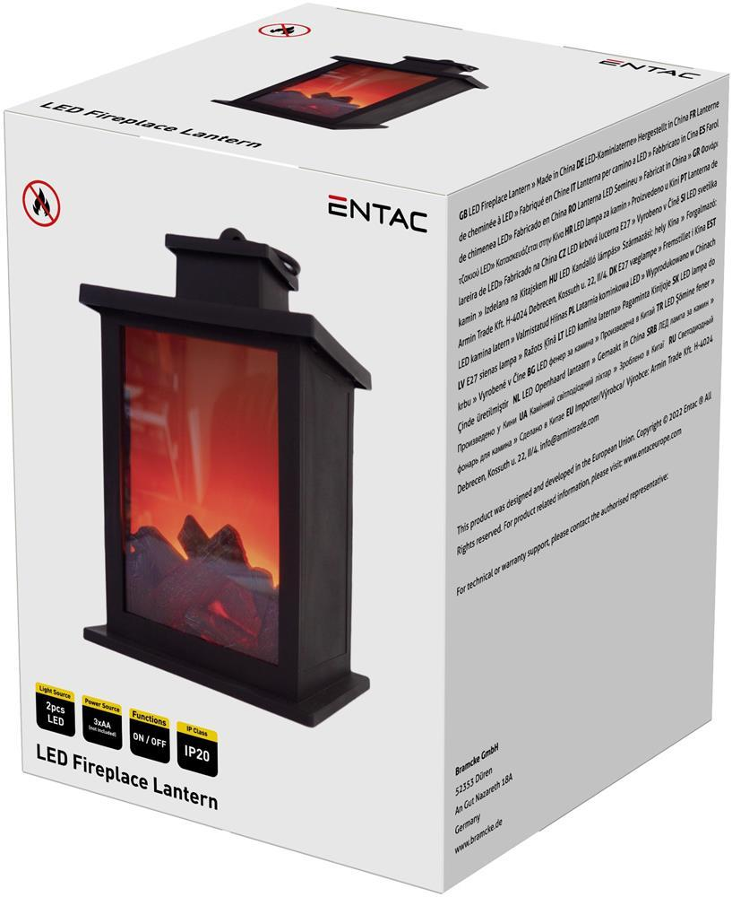 Entac LED Fireplace Lamp 17cm 3xAA sans piles - Entac