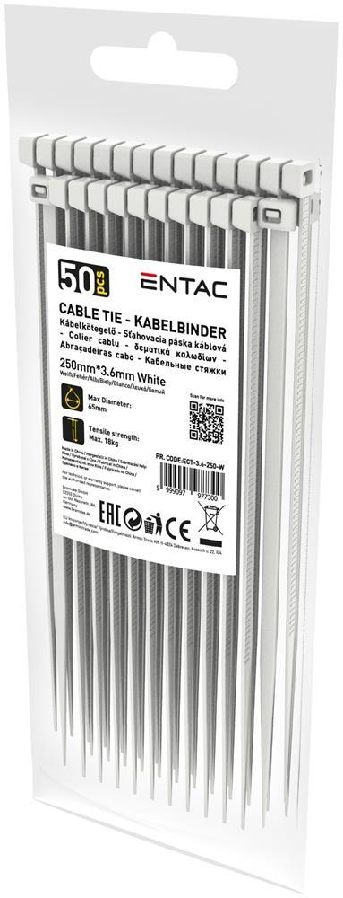 Entac Serre-câble 3,6mmx250mm Blanc - Entac