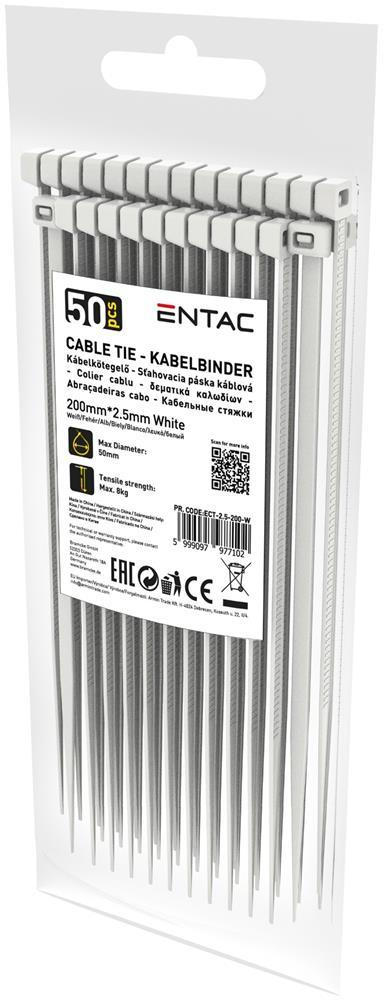 Entac Serre-câble 2.5mmx200mm Blanc - Entac