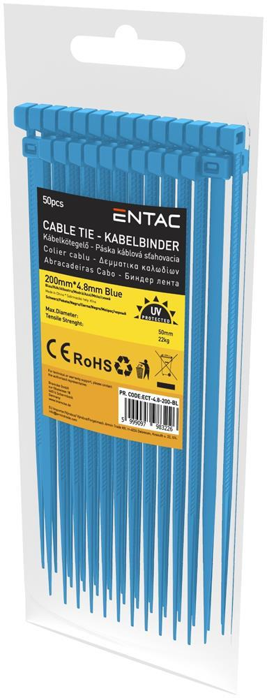 Entac Serre-câble 4.8mmx200mm Bleu - Entac