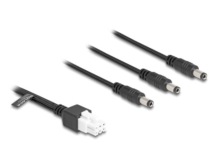 Delock Kabel Mini-Fit 4,2 mm 6-pins connector naar 3 x DC 5,5 x 2,5 mm connector