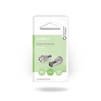 Connecteur IEC (Coax) Droit Femelle Nickelé 75 Ohm À visser - Nedis