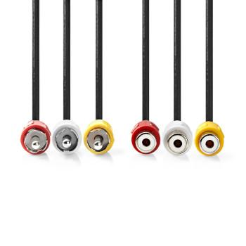 Composiet Videokabel 3x RCA Male 3x RCA Female Vernikkeld 480p - Nedis