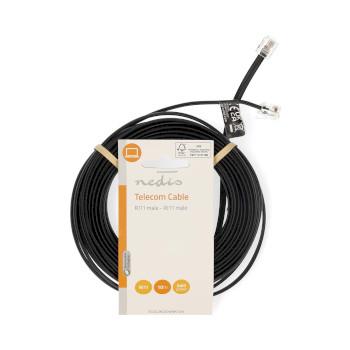 Telecomkabel RJ11 Male RJ11 Male 10.0 m Kabel design: Plat Goud - Nedis