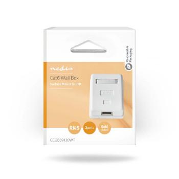 Boîte murale réseau En saillie 1 port(s) STP CAT6 Droit Femelle Or - Nedis