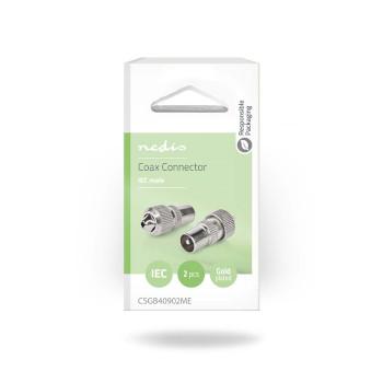 Connecteur IEC (Coax) Droit Mâle Nickelé 75 Ohm Vis - Nedis