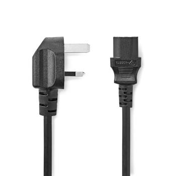 Câble d'alimentation UK Male IEC-320-C13 Coudé Droit Nickelé 3.00 - Nedis