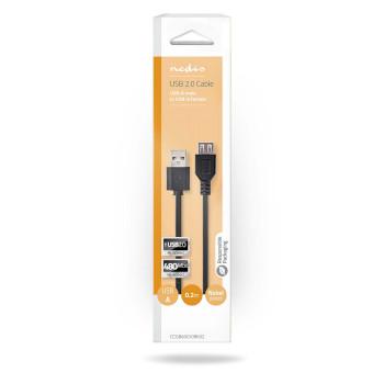 USB-Kabel USB 2.0 USB-A Male USB-A Female 480 Mbps Vernikkeld - Nedis
