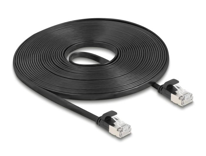 Delock RJ45 platte patchkabel Stekker naar Stekker Cat.6A 7,5 m zwart
