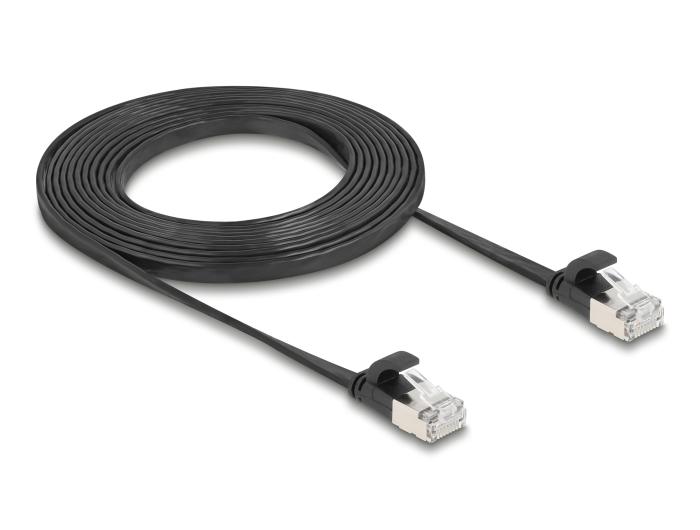 Delock RJ45 Câble patch plat Connecteur à Connecteur Cat.6A 3 m noir