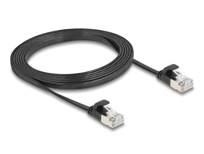 Delock RJ45 Câble patch plat fiche à fiche Cat.6A 2 m noir