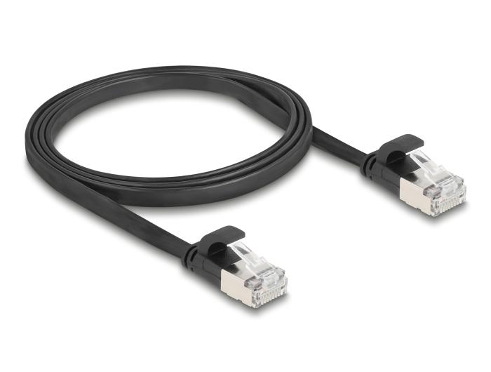 Delock RJ45 câble patch plat fiche mâle vers fiche mâle Cat.6A 1 m noir